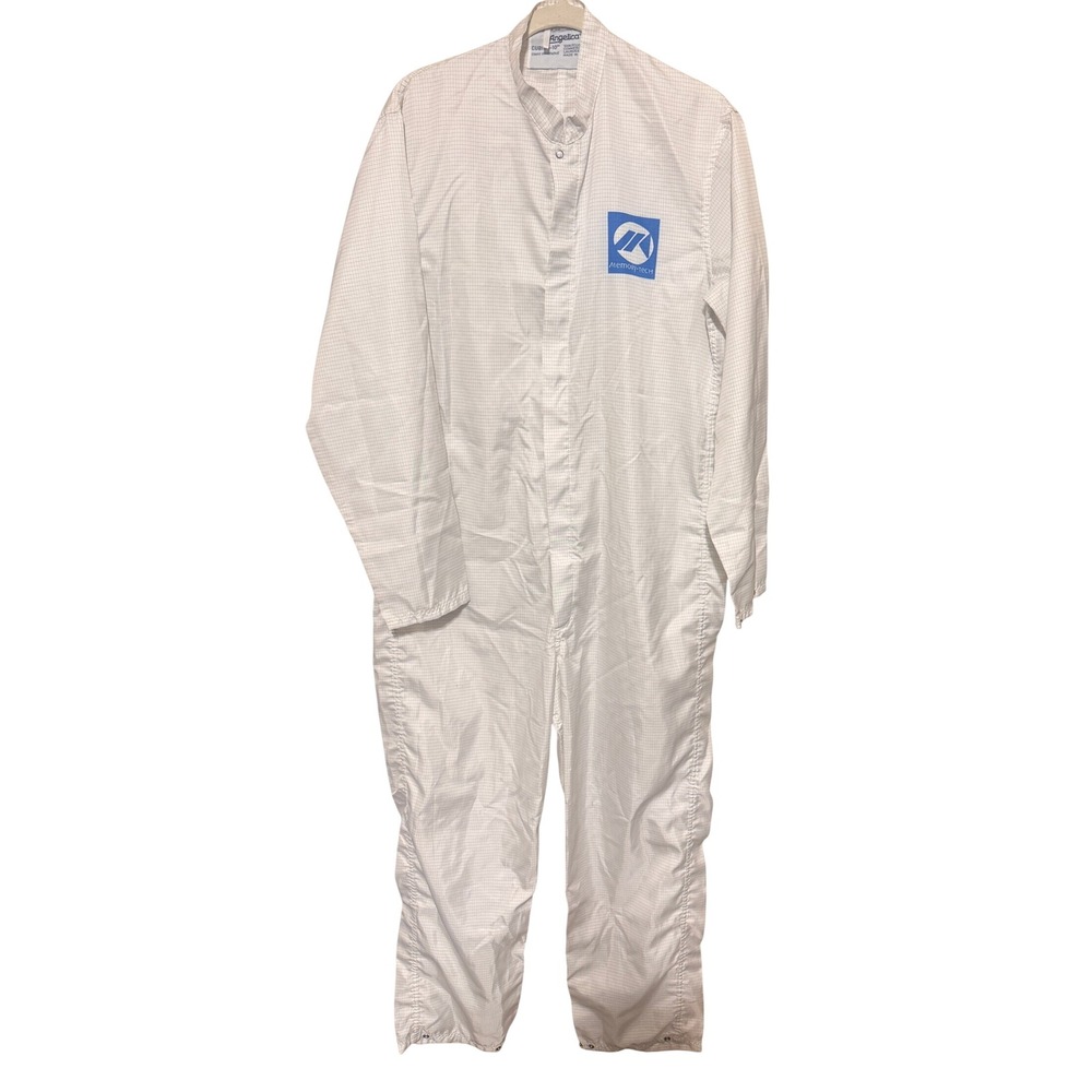 Angelica Memory-Tech White Grid Static Dissipative Coverall Jumpsuit M